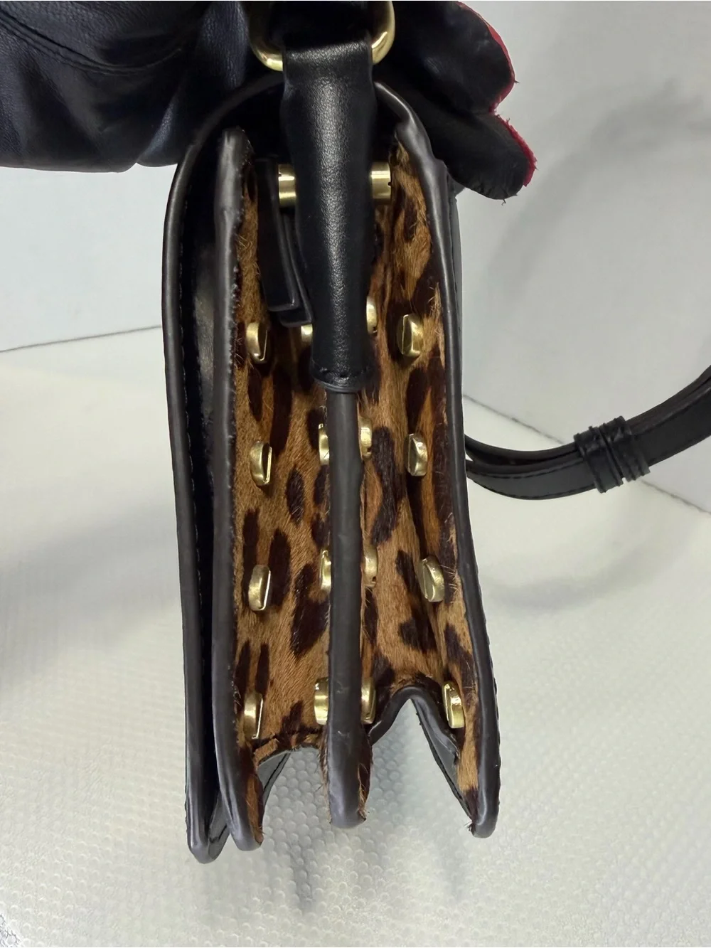 Aimee Kestenberg Black Smooth Leather Crossbody with Gold Hardware